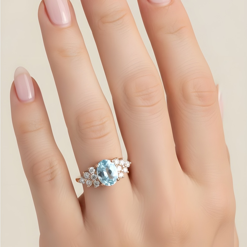Aquamarine Fashion Earrings & Ring Set (LIKE NEW)